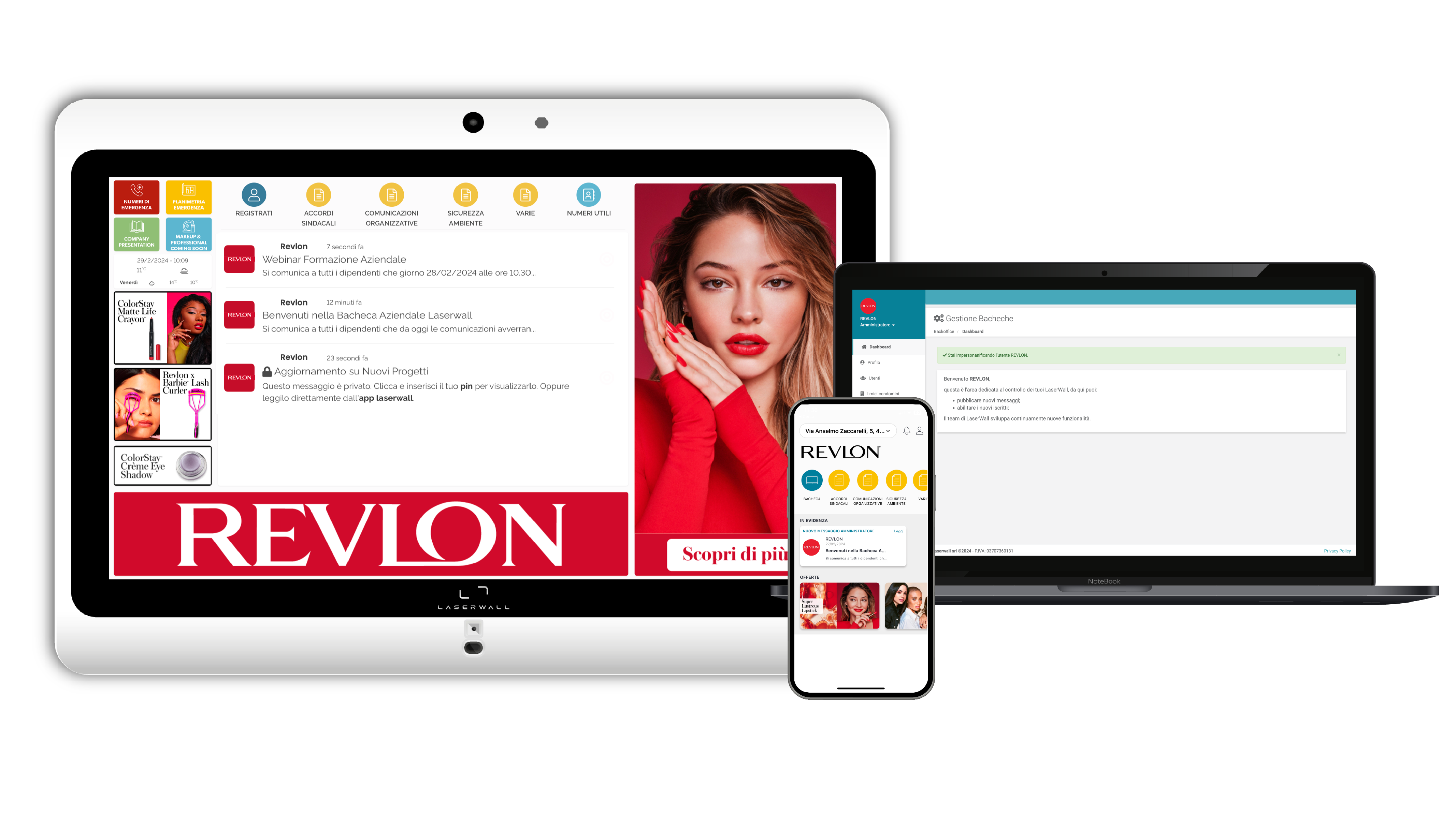La bacheca aziendale Revlon con Laserwall